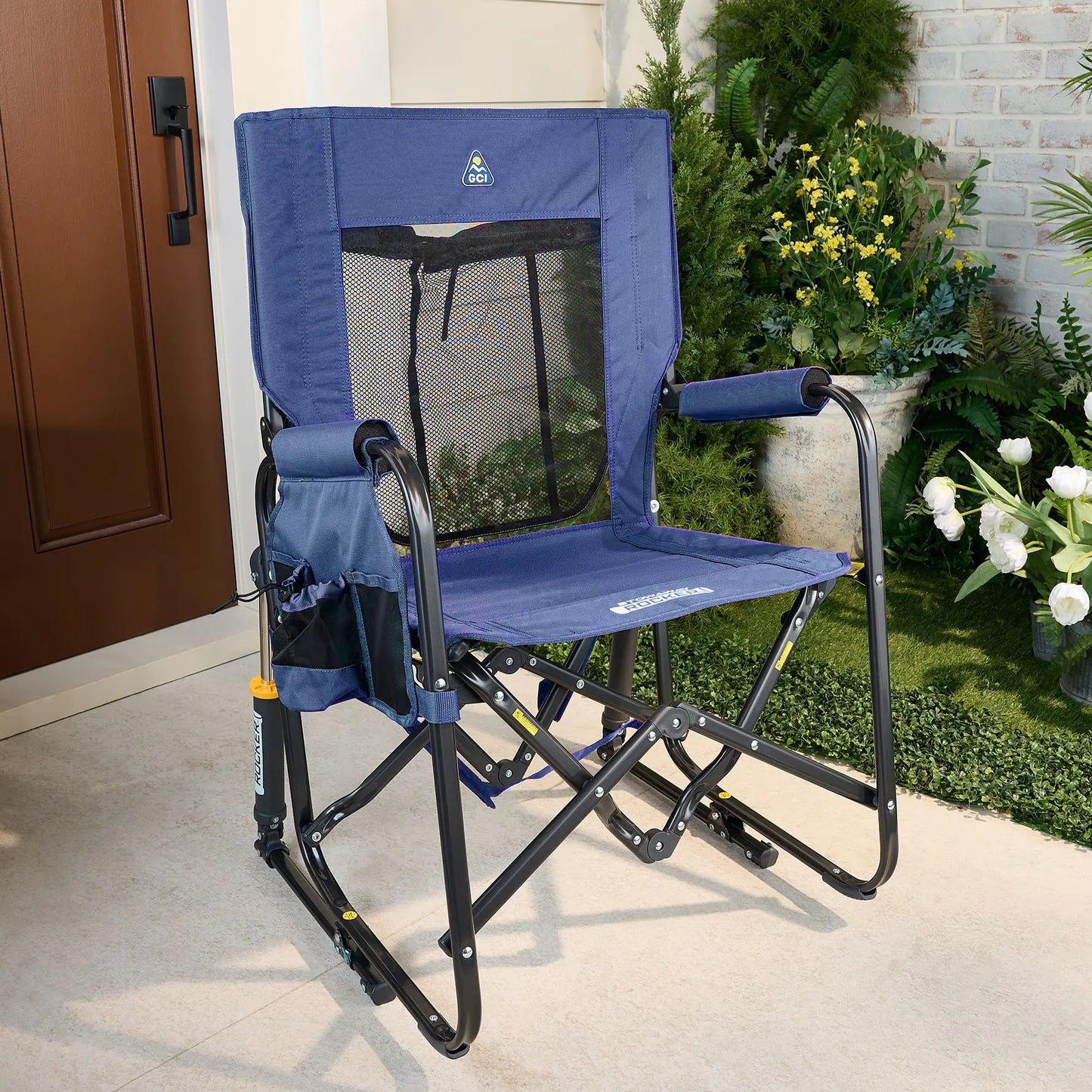 Outdoor portable rocking chair, camping chair, barbecue chair
