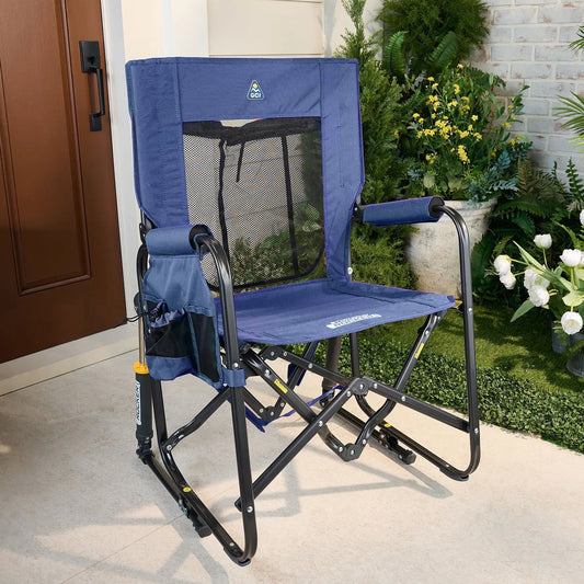 Outdoor portable rocking chair, camping chair, barbecue chair