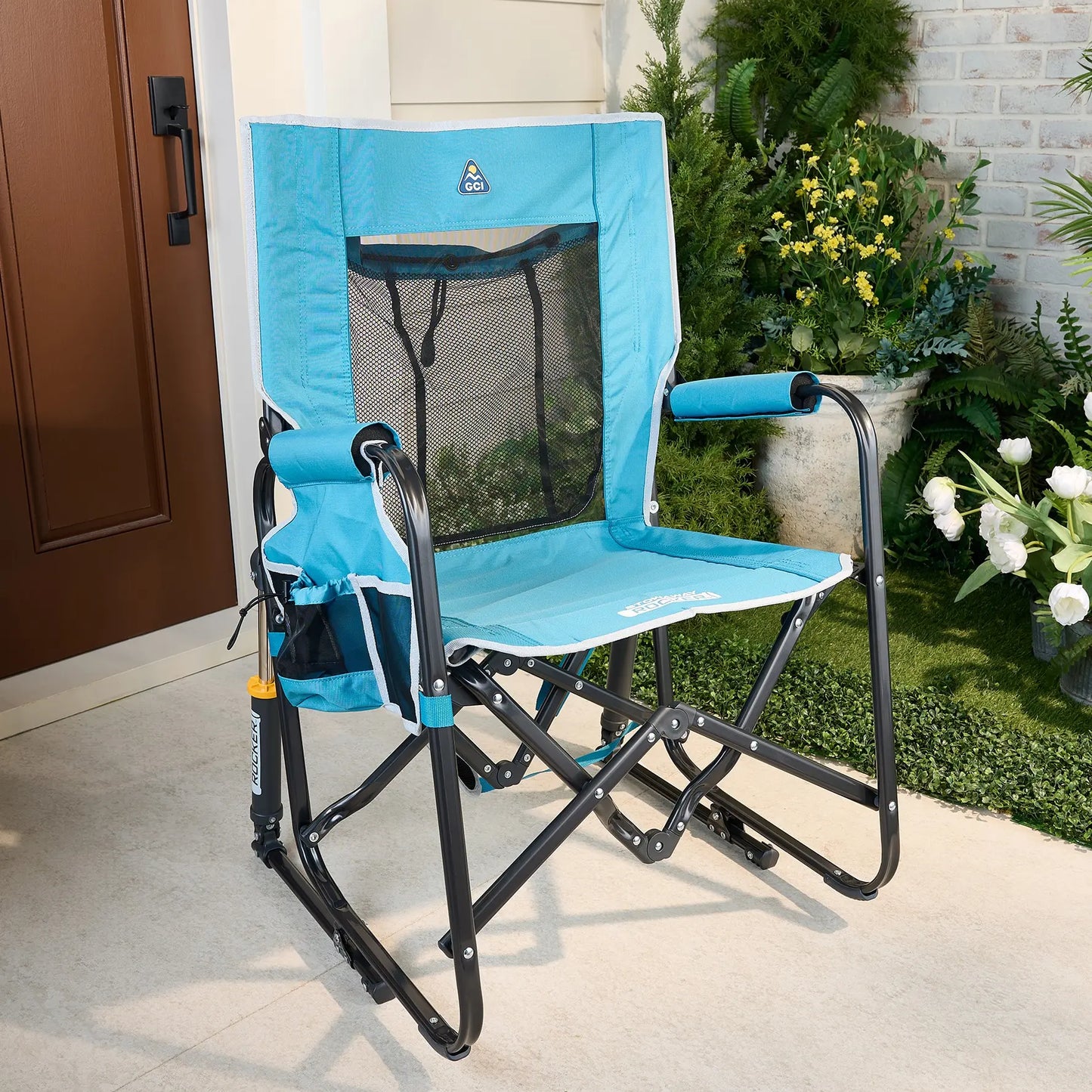 Outdoor portable rocking chair, camping chair, barbecue chair