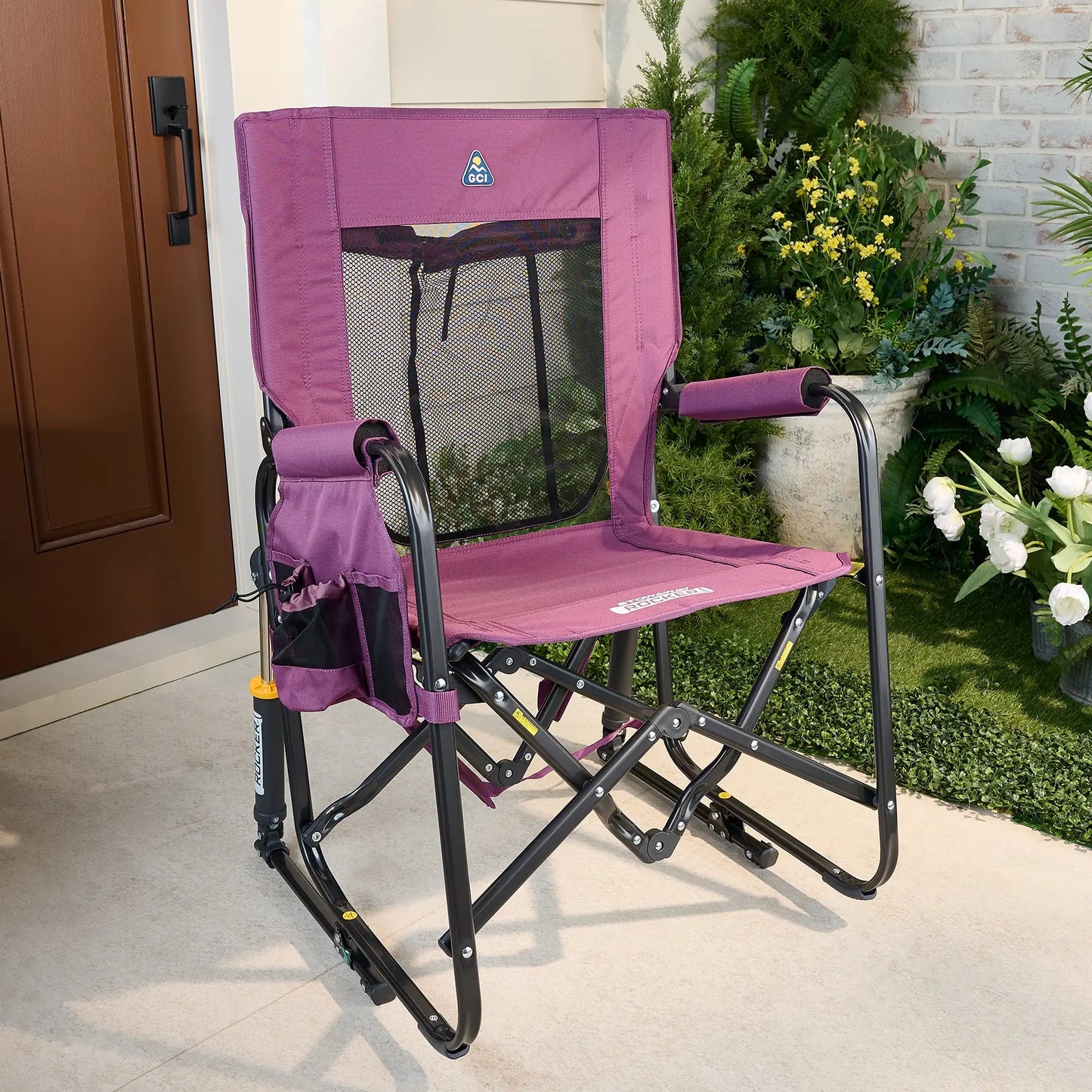 Outdoor portable rocking chair, camping chair, barbecue chair