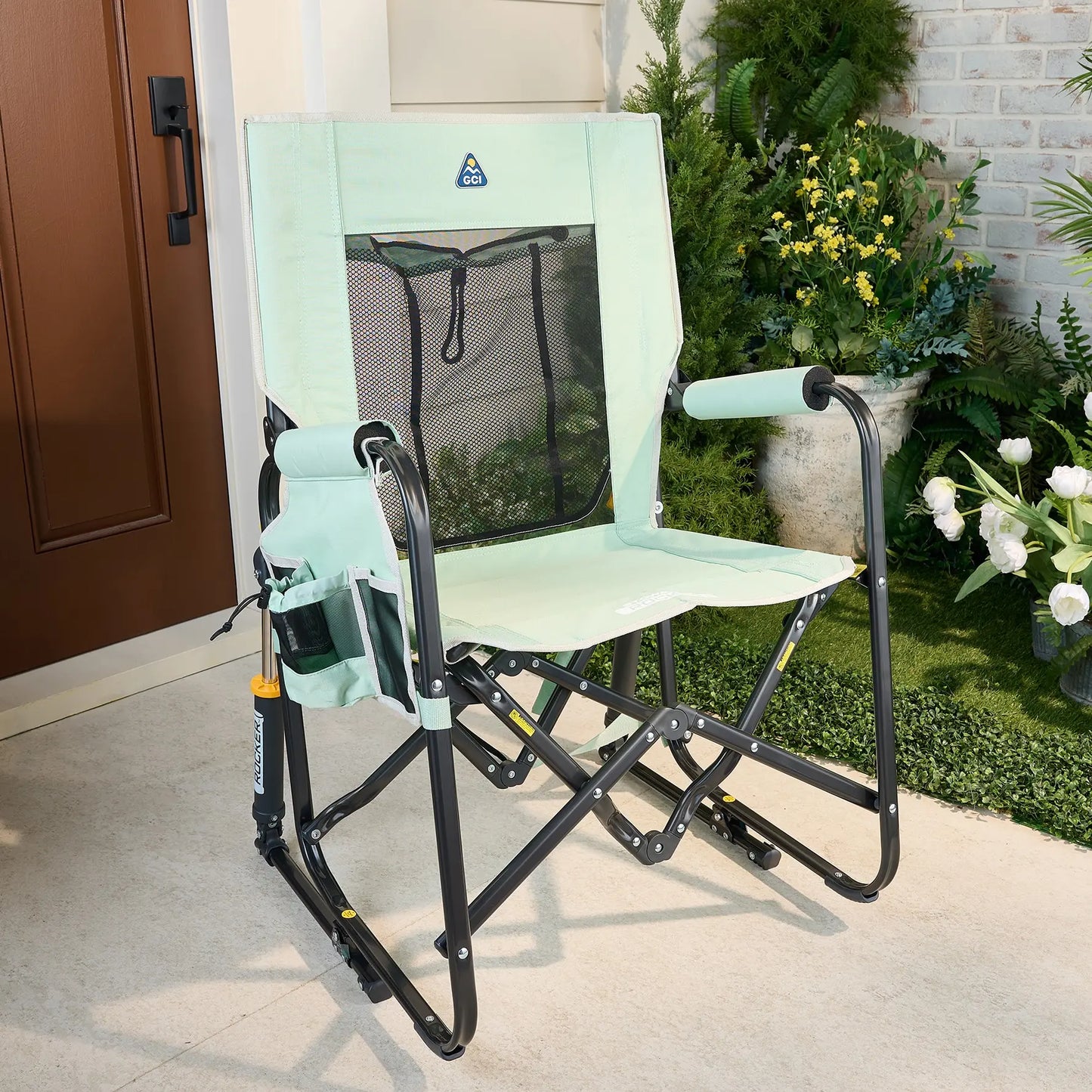 Outdoor portable rocking chair, camping chair, barbecue chair