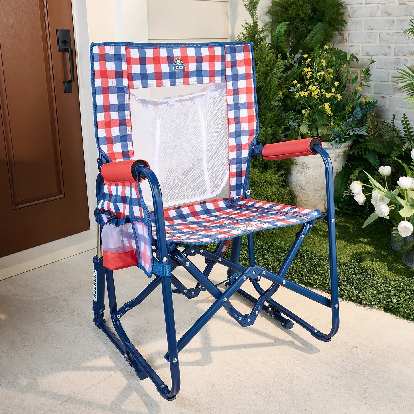 Outdoor portable rocking chair, camping chair, barbecue chair