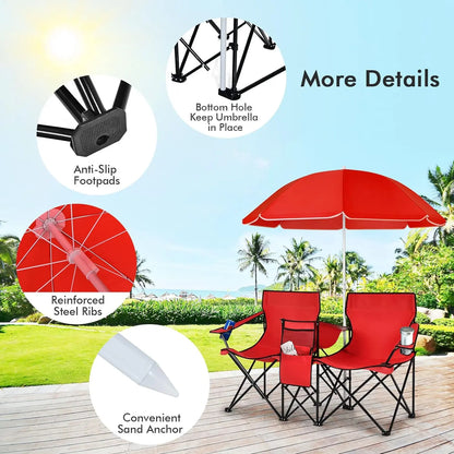Double portable picnic chair, folding camping chair