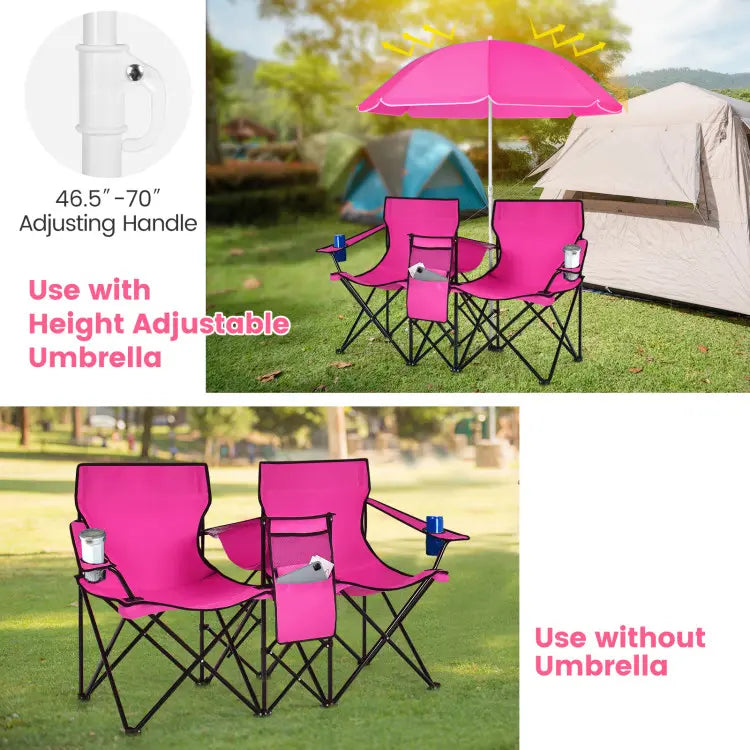 Double portable picnic chair, folding camping chair