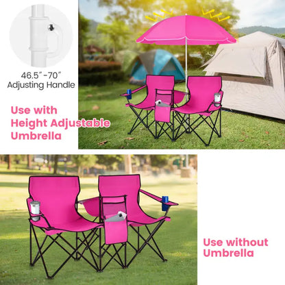 Double portable picnic chair, folding camping chair