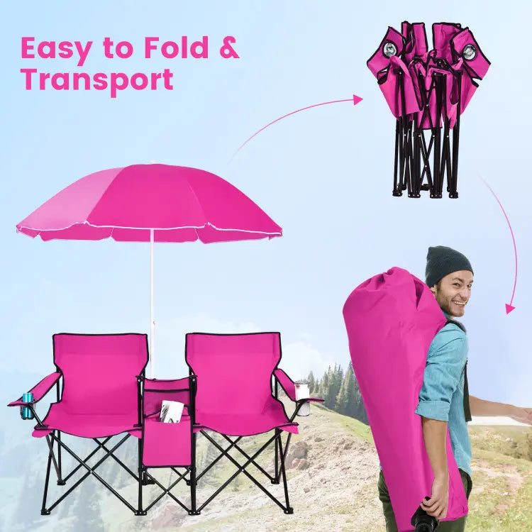 Double portable picnic chair, folding camping chair