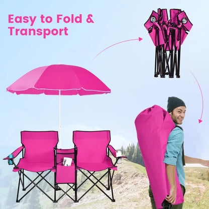 Double portable picnic chair, folding camping chair