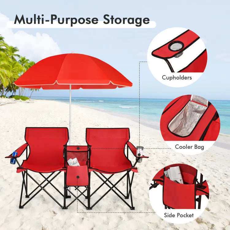 Double portable picnic chair, folding camping chair